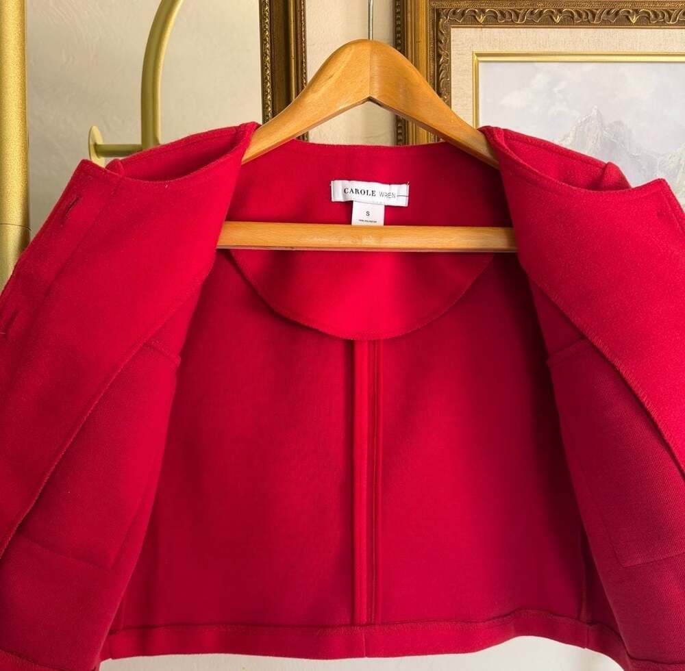 Chanel Inspired Carole Wren Red Cropped Lady Jacket - Small - Picture 5 of 8